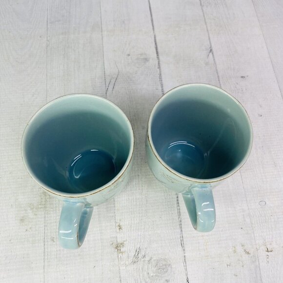 Thomson Pottery CAPE COD Embossed Seashells Stoneware 10.5oz 4"T Cups Mugs Set 2 - Picture 7 of 15